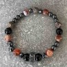 Bracelet en Hématite, agate rouge feu et jaspe léopard