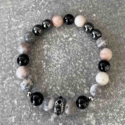 Bracelet en Hématite, jaspe zèbre et onyx