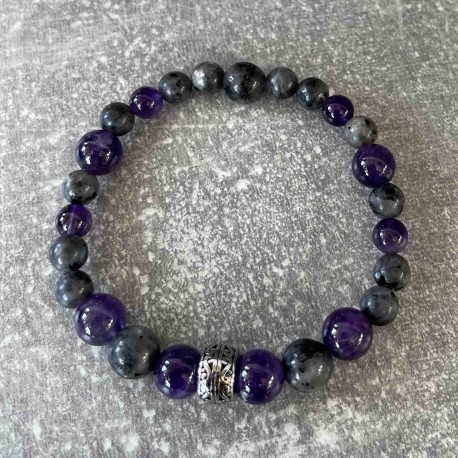 Bracelet en Améthyste et larvikite