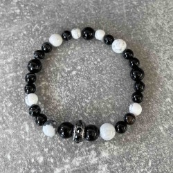 Bracelet en Howlite et onyx noir